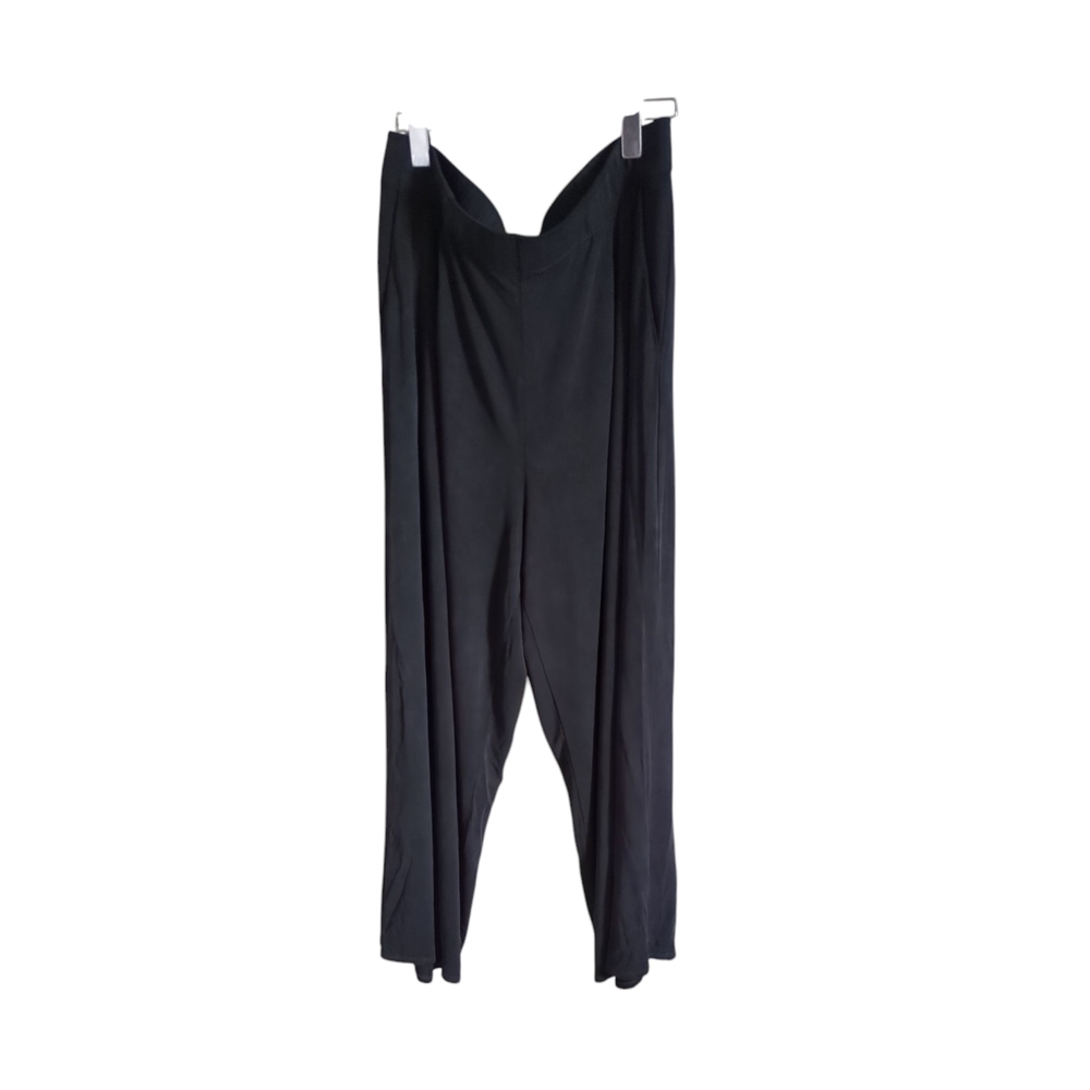 Eileen Fisher Sandwashed‎ Cupro Knit Pleated Wide Leg Crop Pants Black Size L
